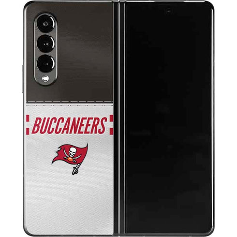 NFL Tampa Bay Buccaneers White Striped Galaxy Z Fold3 5G Skin